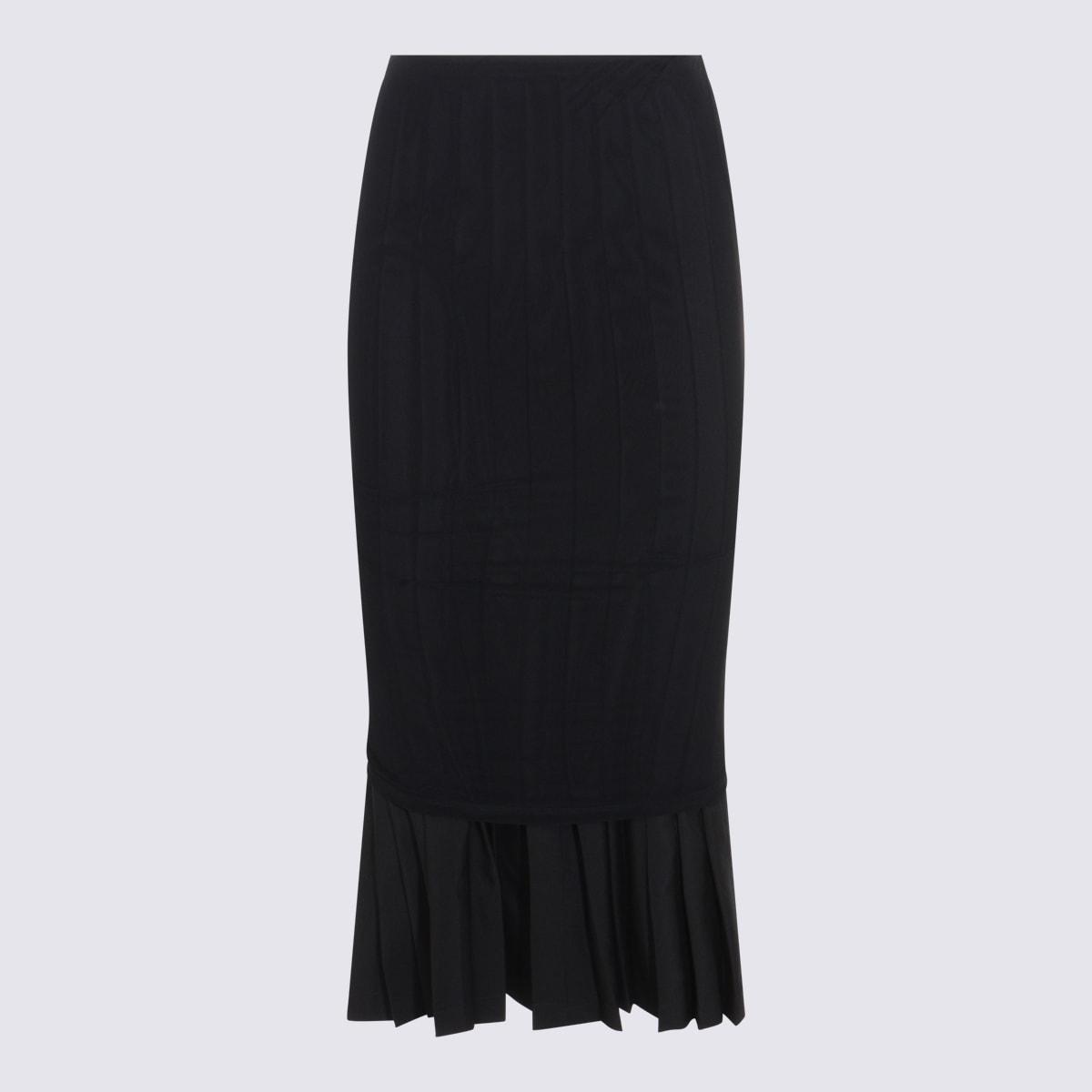 mm6 maison margiela black wool skirt