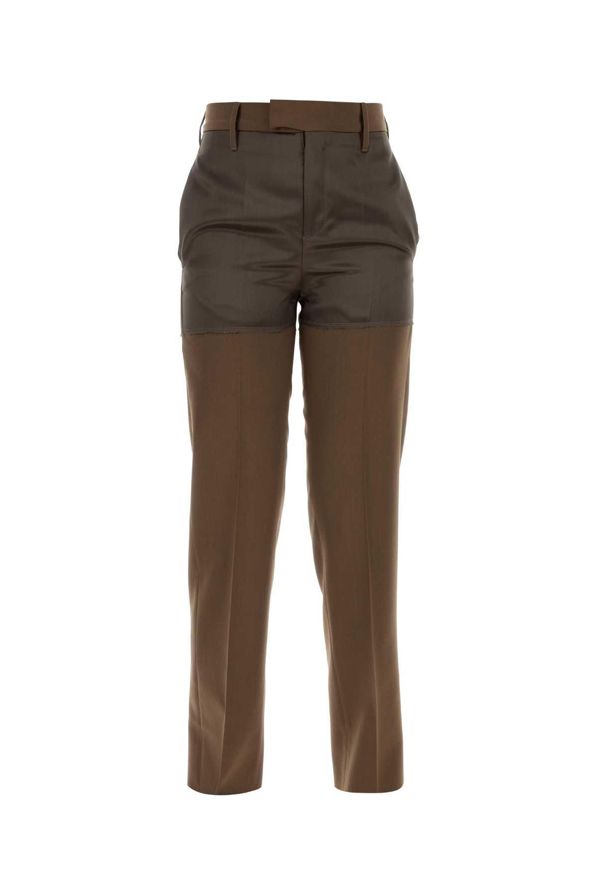 mm6 maison margiela brown polyester blend pant