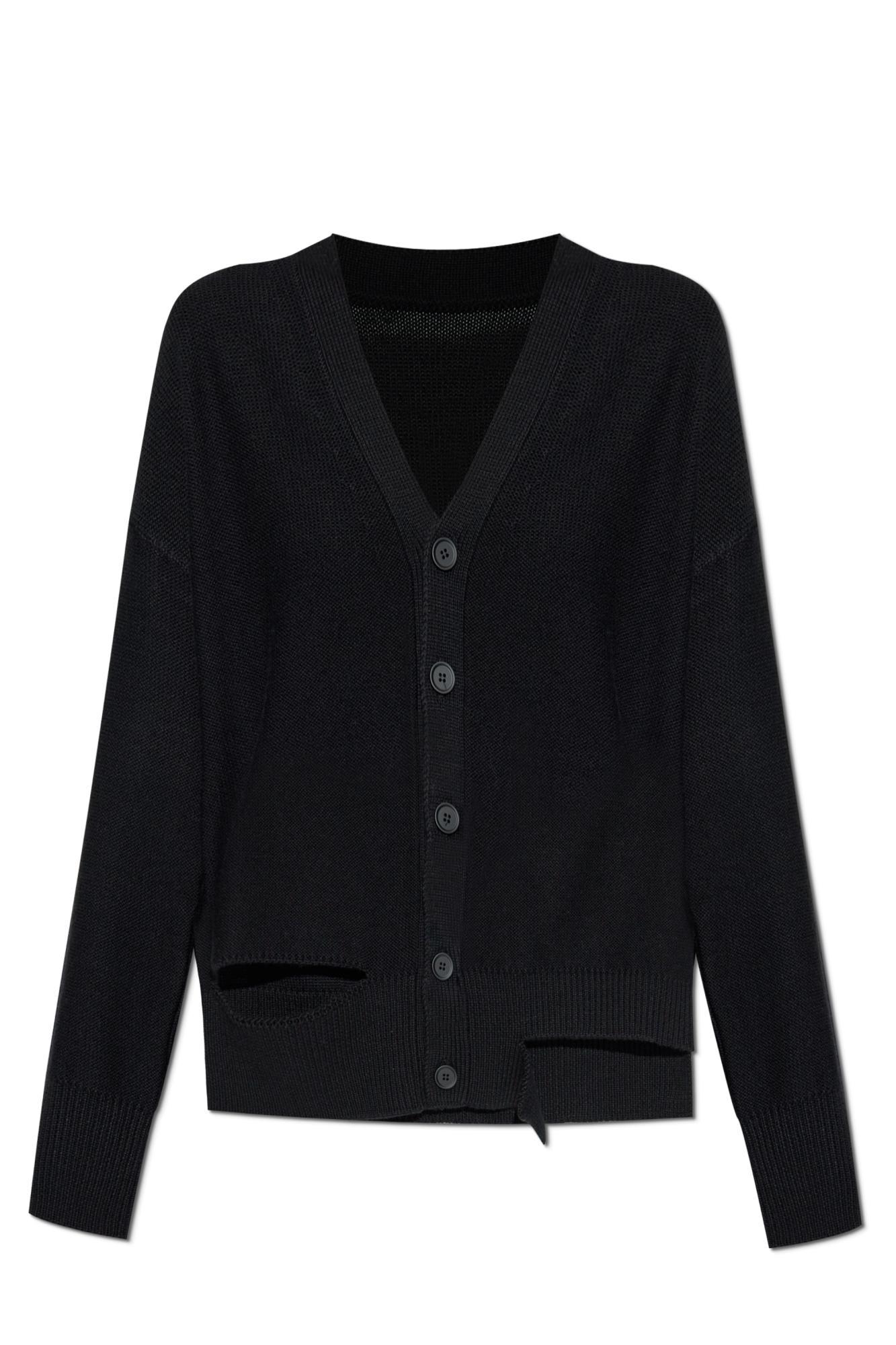 mm6 maison margiela cardigan with wool trim