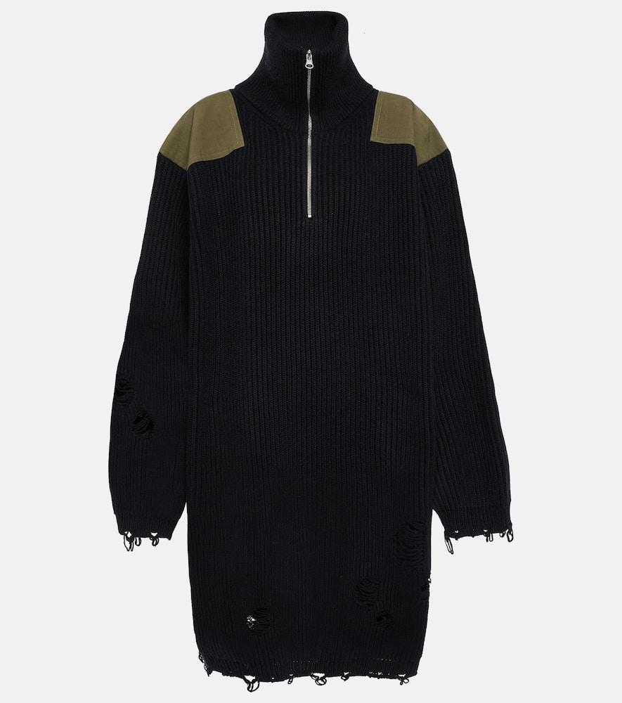 mm6 maison margiela cotton and wool sweatshirt dress