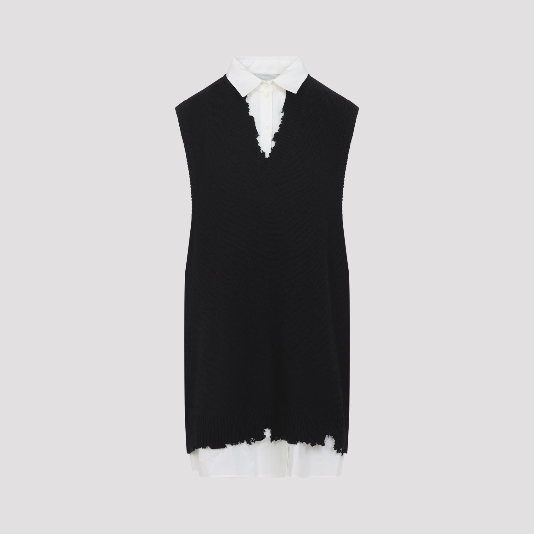 mm6 maison margiela cotton mini dress black - women
