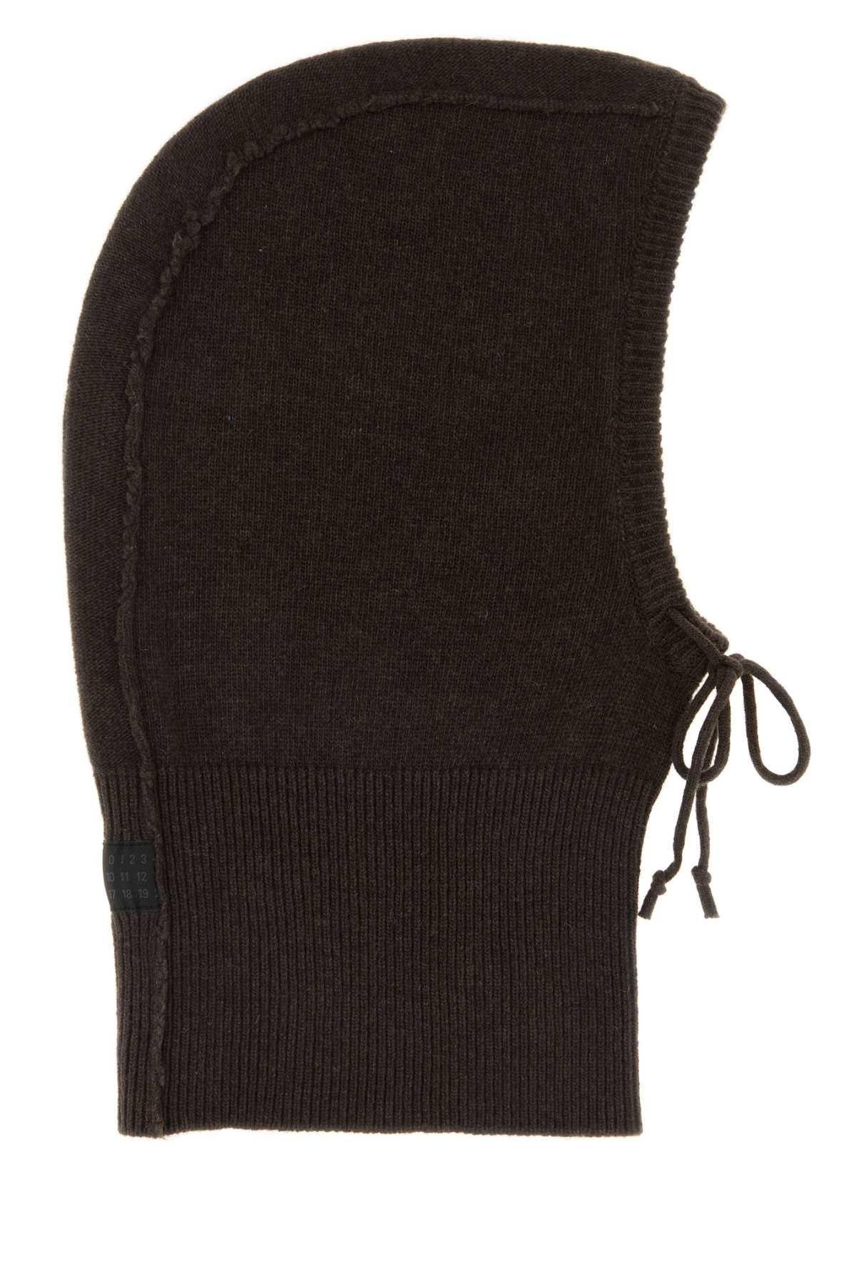 mm6 maison margiela dark brown wool blend balaclava