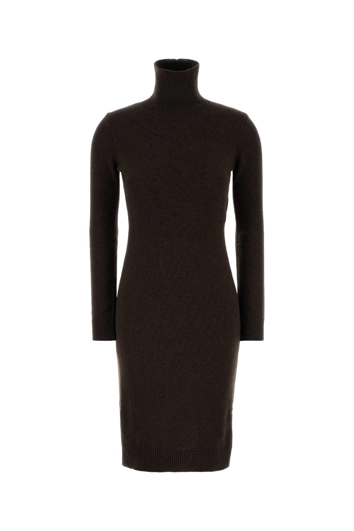 mm6 maison margiela dark brown wool blend sweater dress