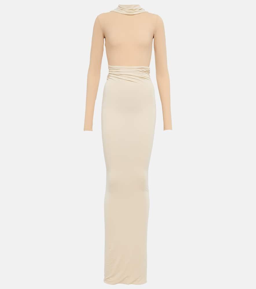 mm6 maison margiela deconstructed jersey maxi dress