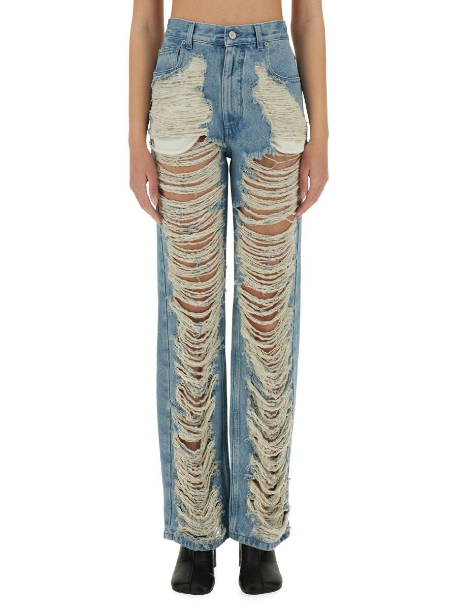 mm6 maison margiela destroyed straight jeans