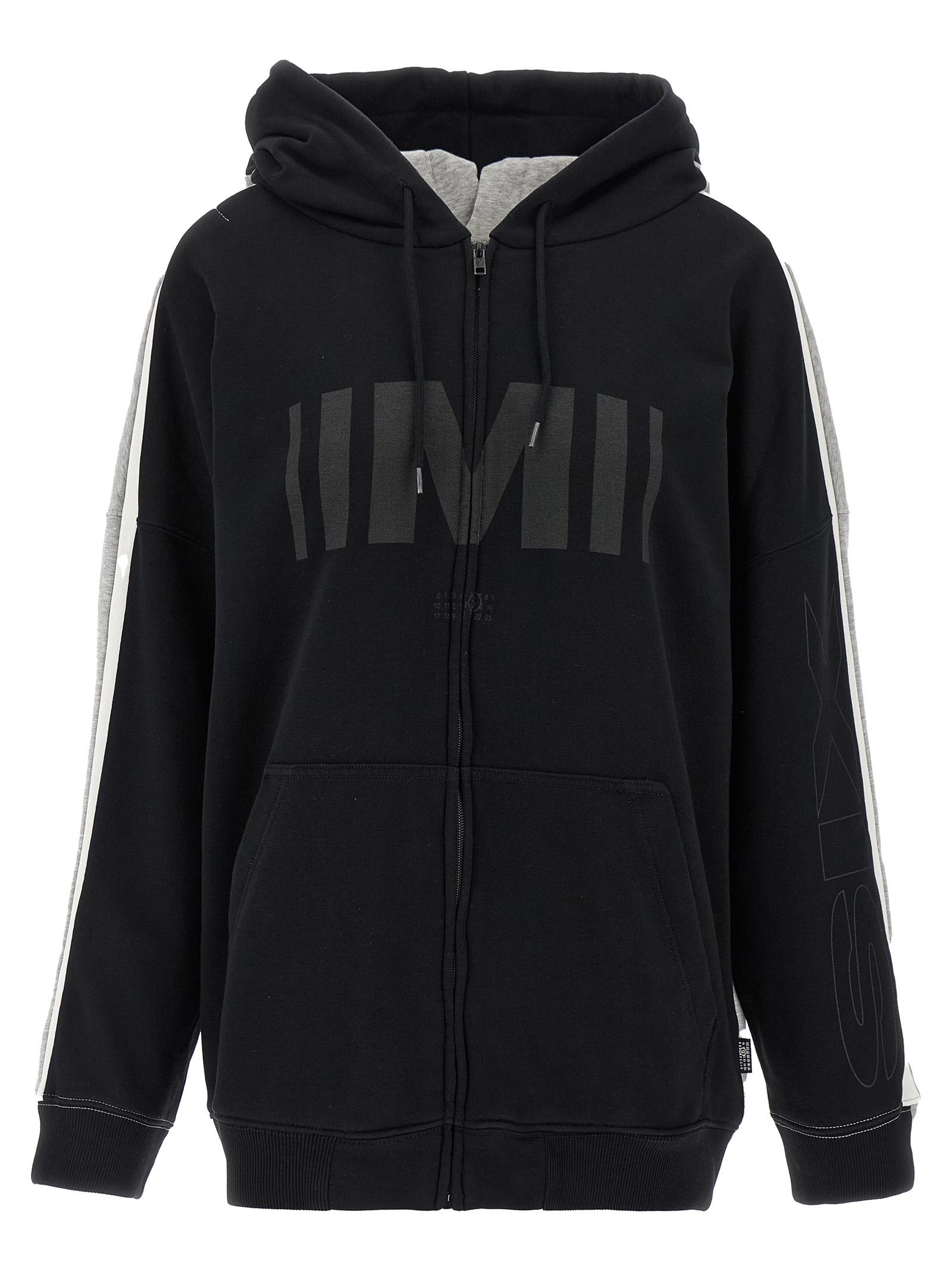 mm6 maison margiela double front hoodie multicolor cotton sweatshirt - women