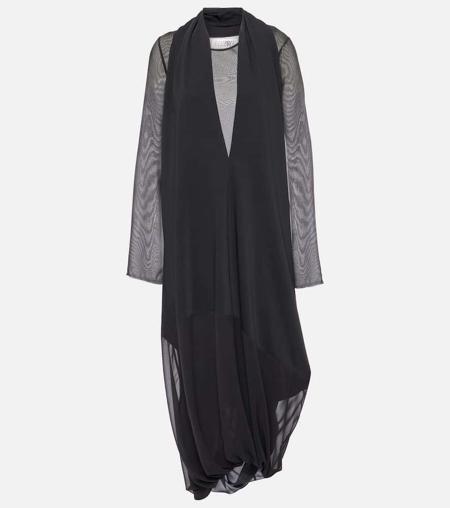 mm6 maison margiela draped midi dress