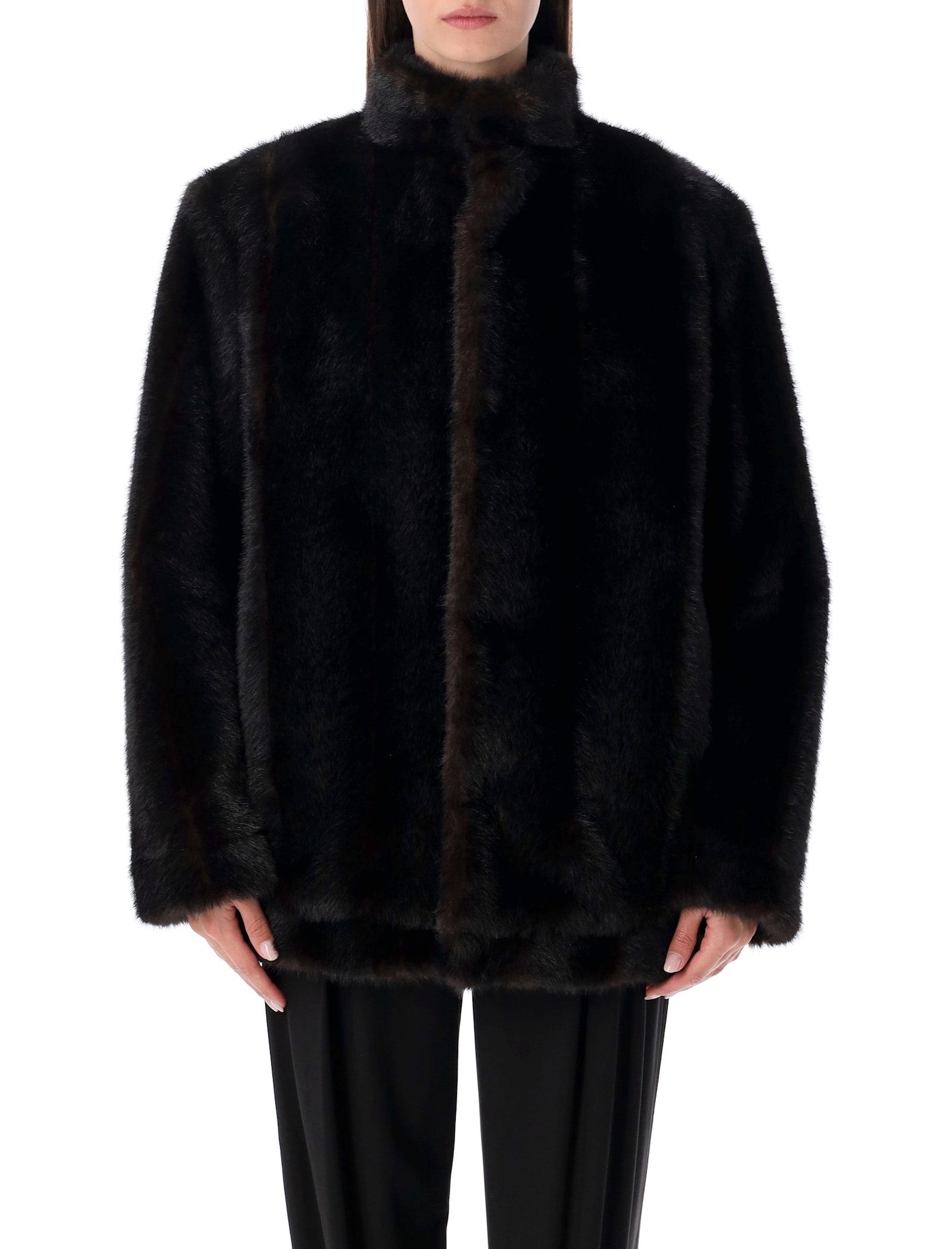mm6 maison margiela faux fur jacket