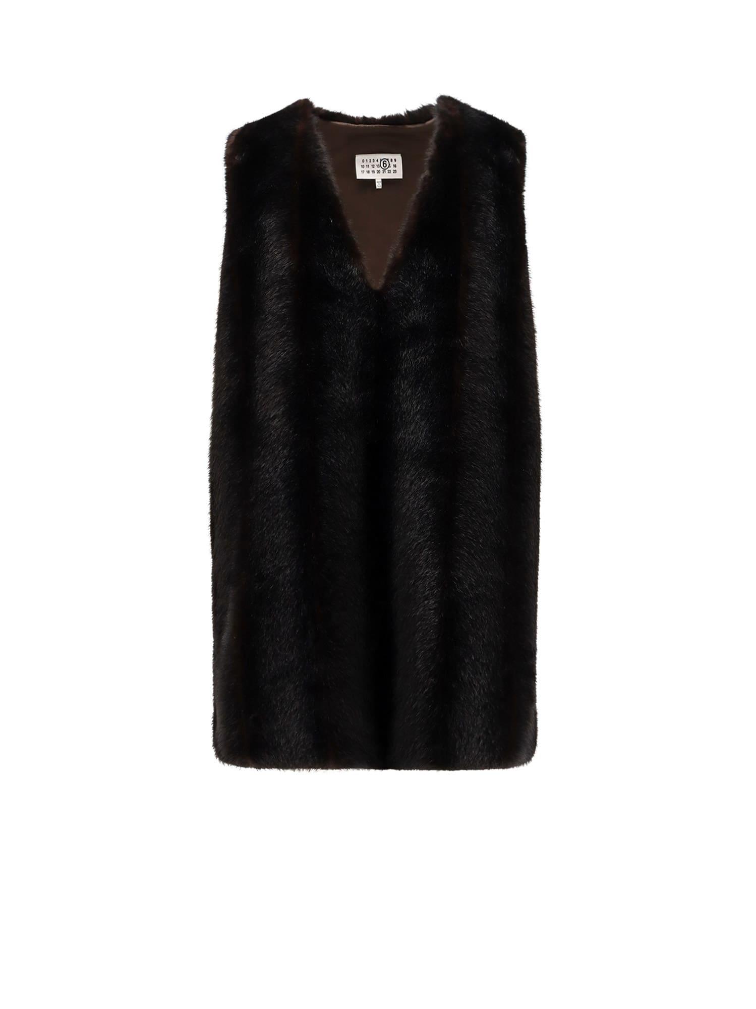 mm6 maison margiela faux shearling short dress