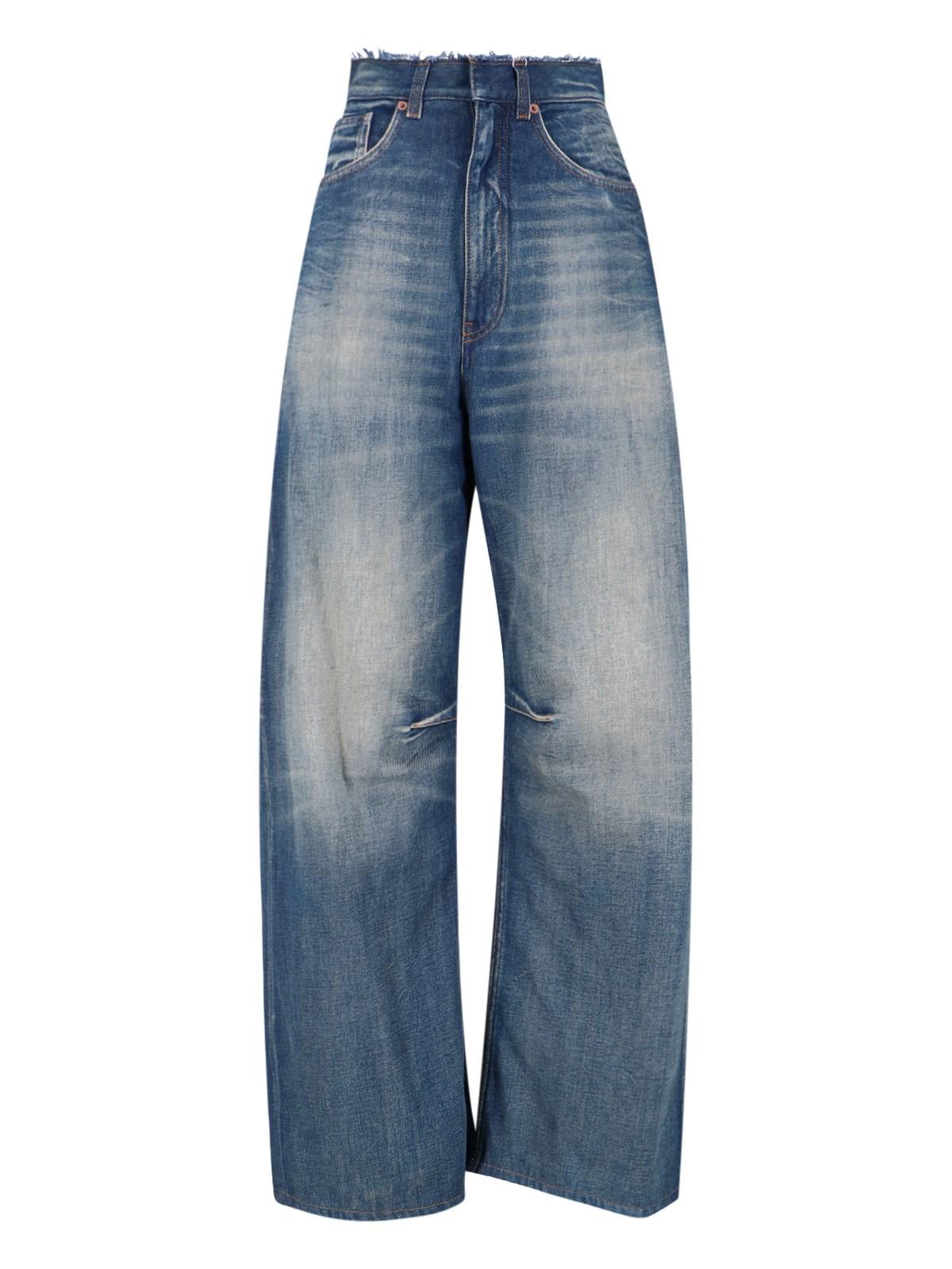 mm6 maison margiela fringed wide jeans