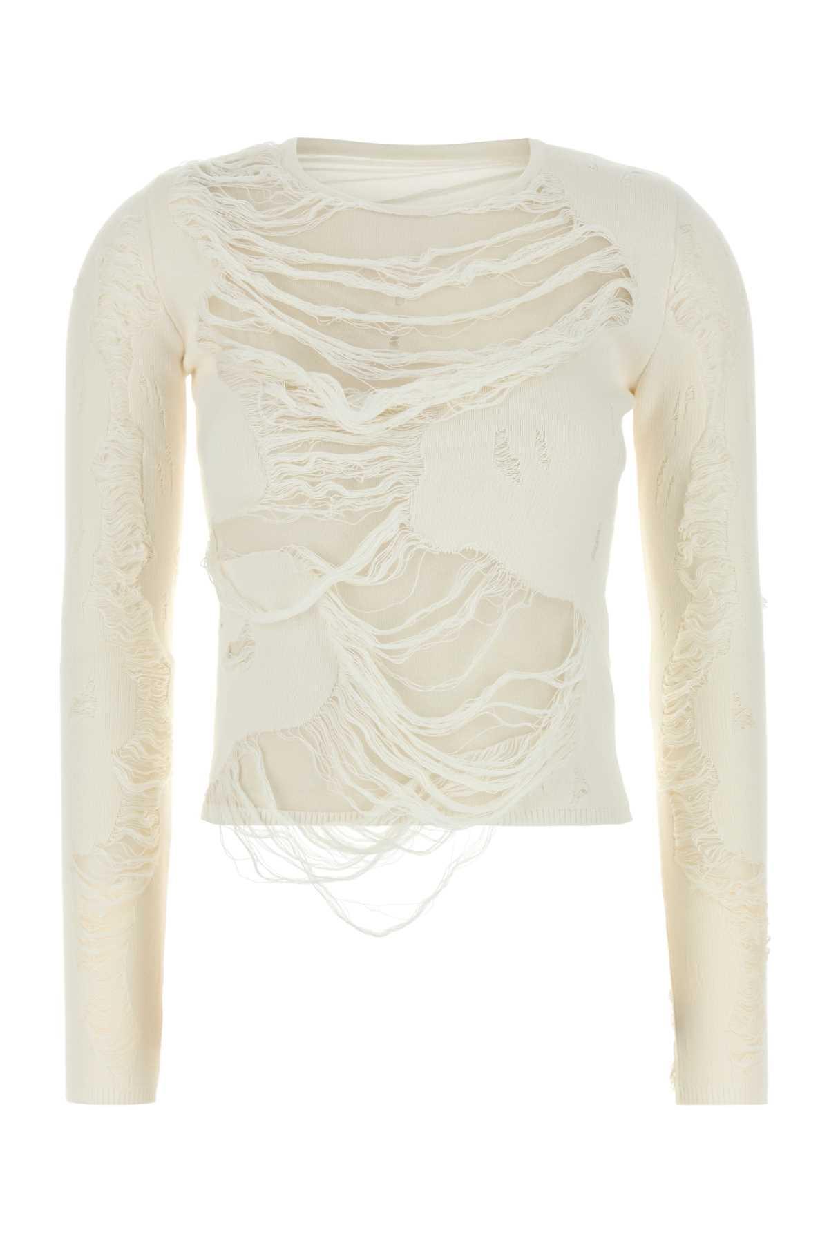 mm6 maison margiela ivory cotton blend sweater