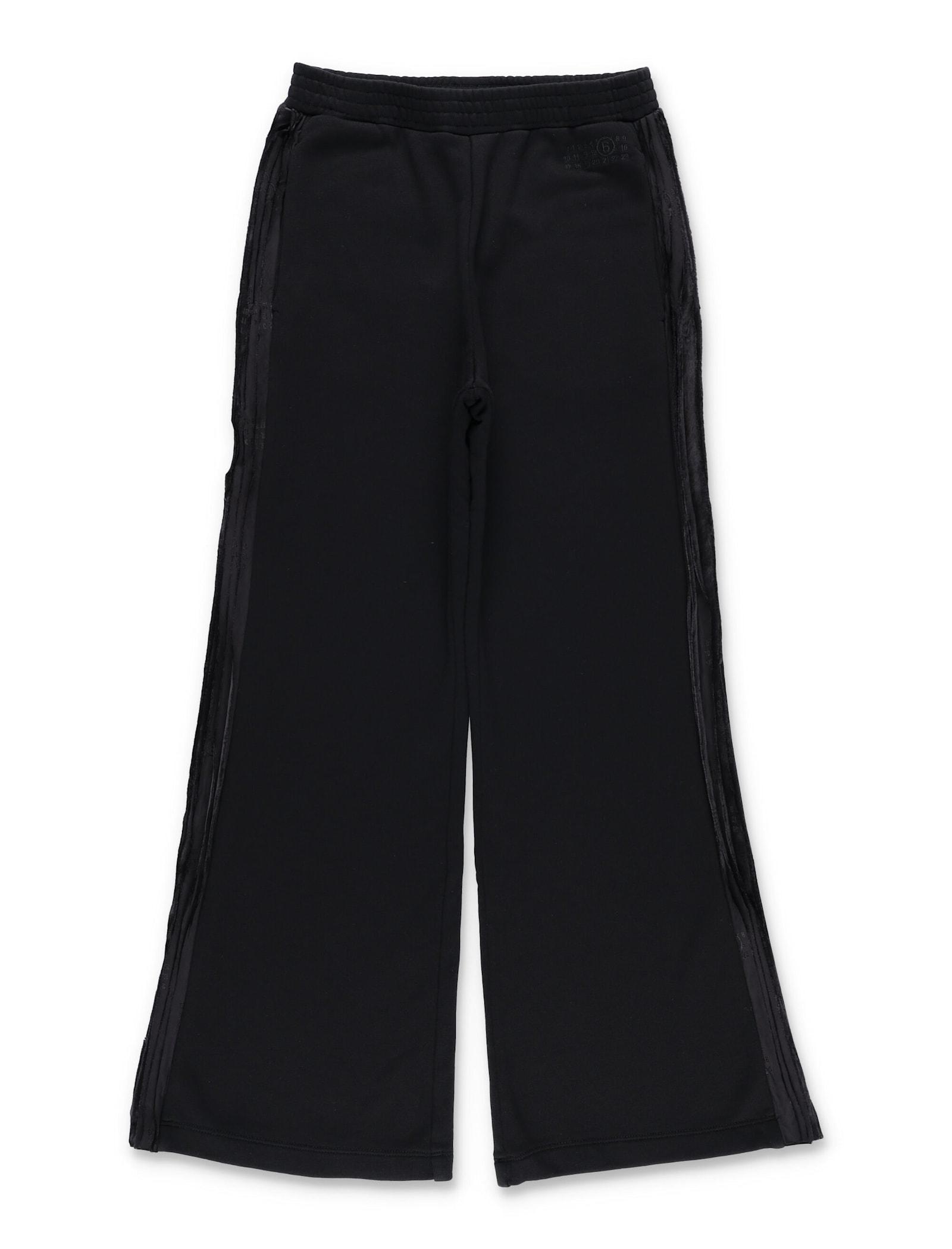 mm6 maison margiela kids black jogger trousers with side bands