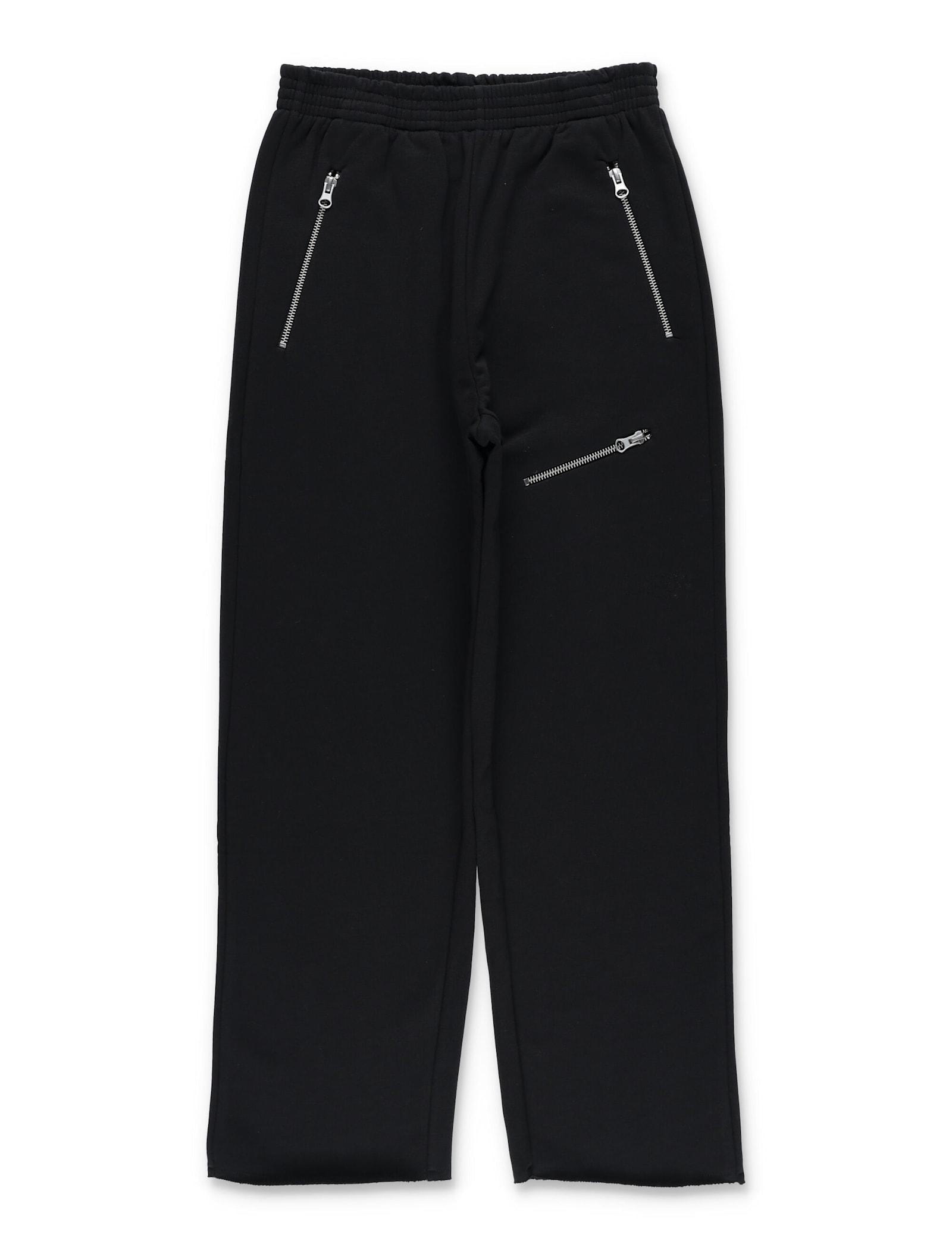 mm6 maison margiela kids black jogger trousers with zips