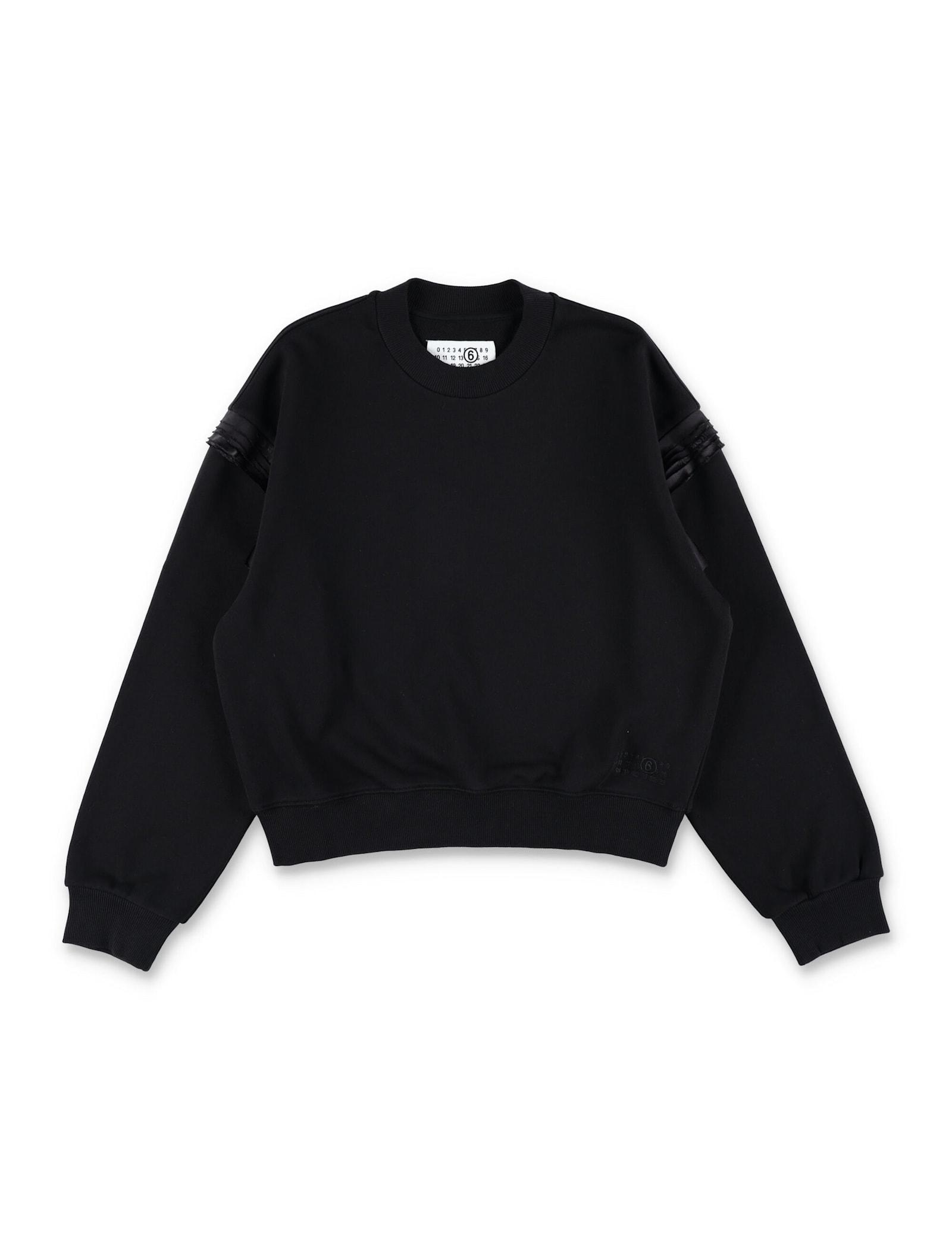 mm6 maison margiela kids black sweatshirt with sleeve details