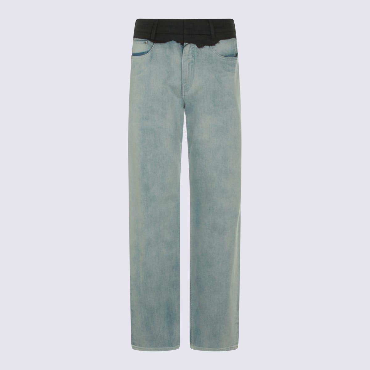 mm6 maison margiela light blue and black cotton jeans