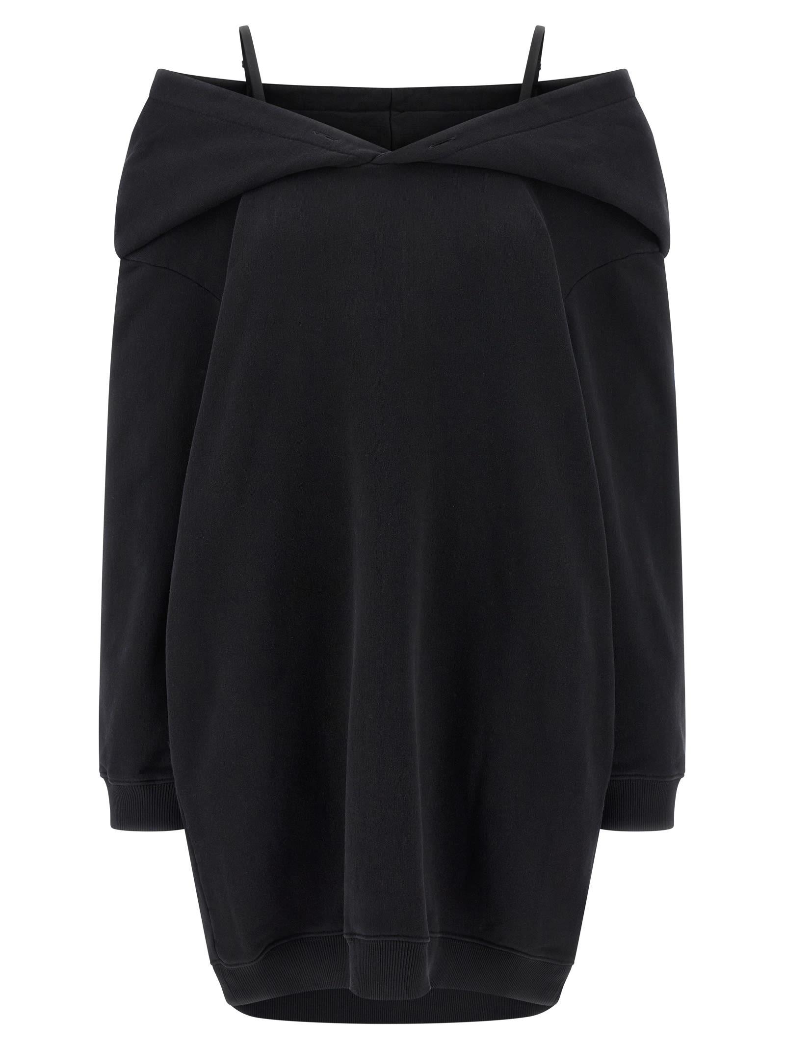 mm6 maison margiela off-shoulder hooded dress