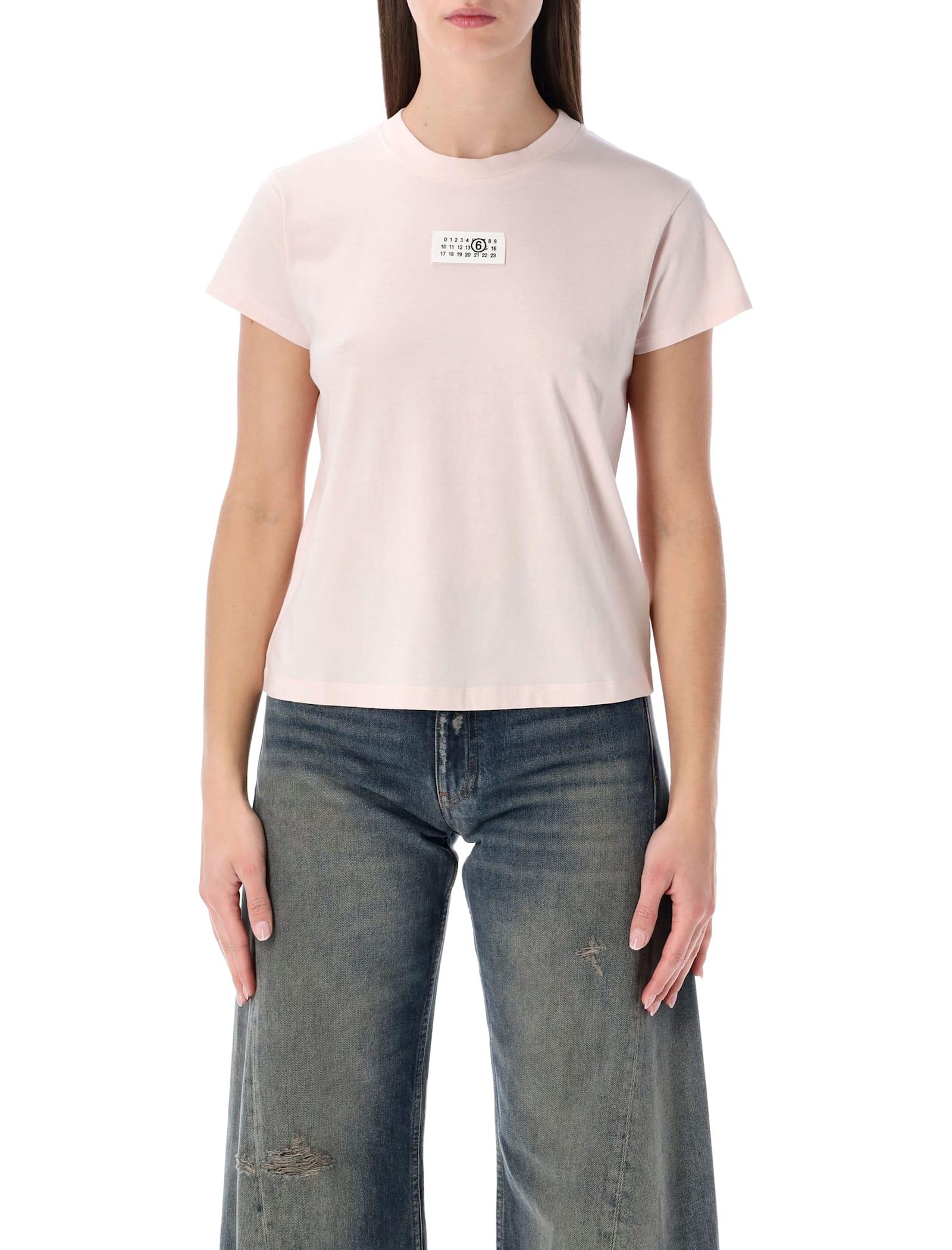 mm6 maison margiela pink numeric cotton t-shirt