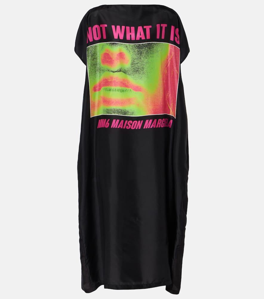 mm6 maison margiela printed silk maxi dress
