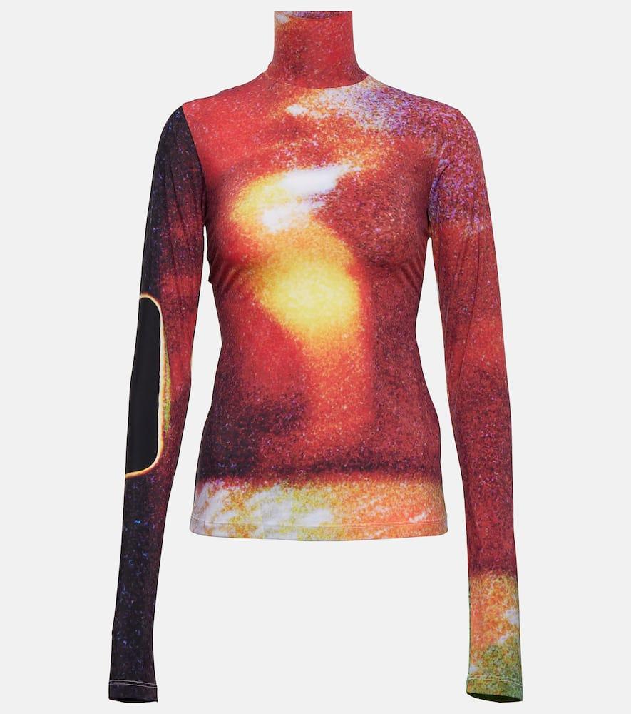 mm6 maison margiela printed turtleneck top