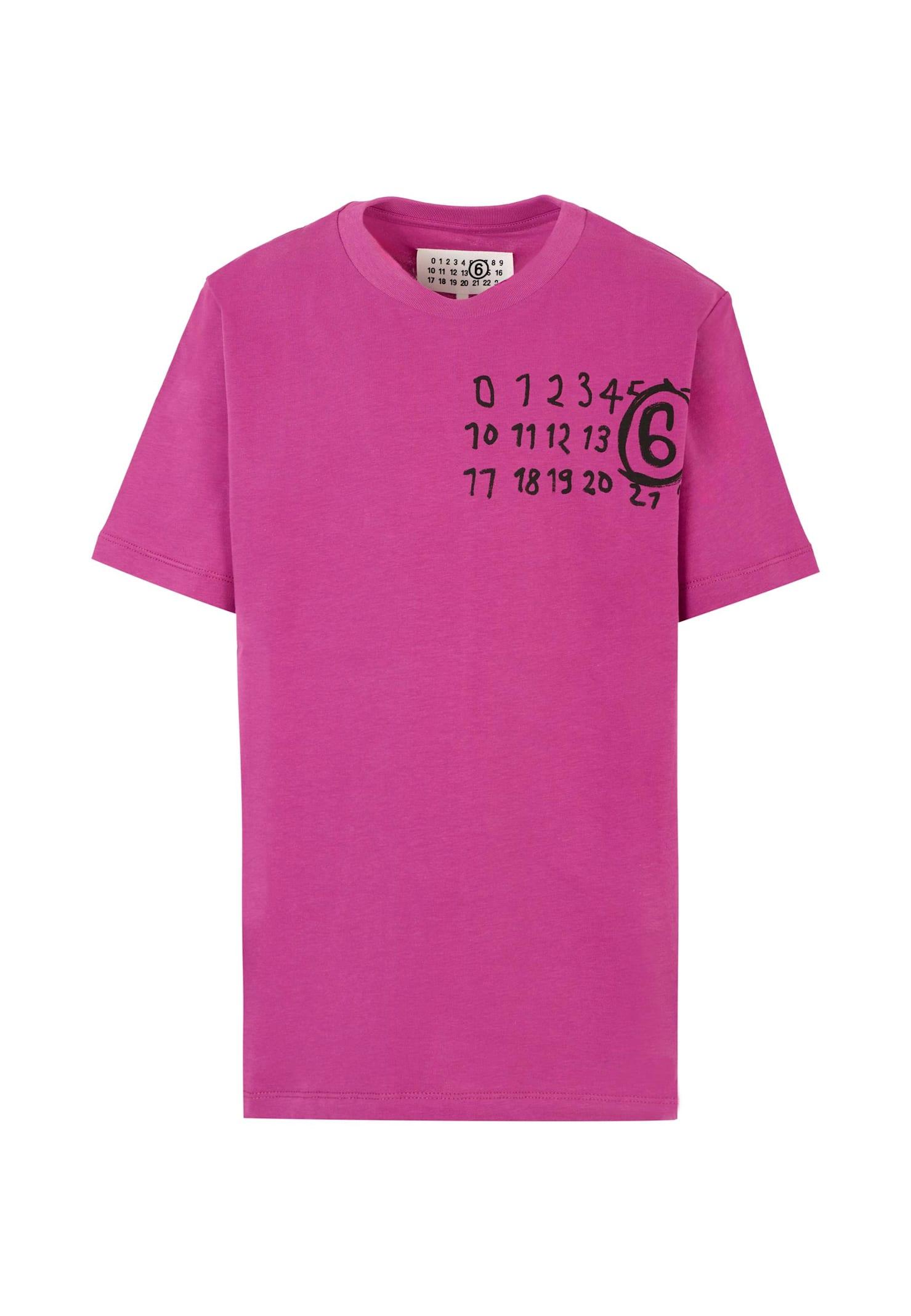 mm6 maison margiela purple t-shirt for girl with black logo