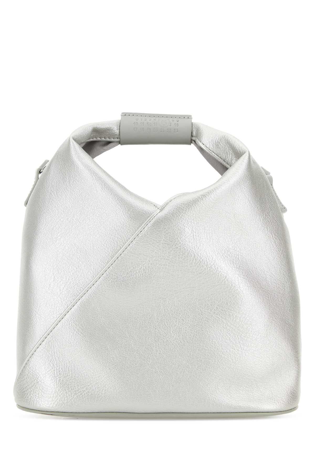 mm6 maison margiela silver synthetic leather japanese handbag