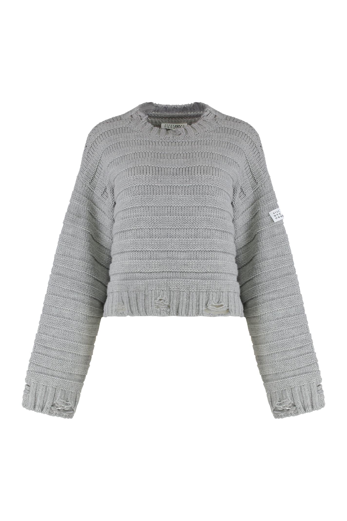 mm6 maison margiela wool-blend crew-neck sweater