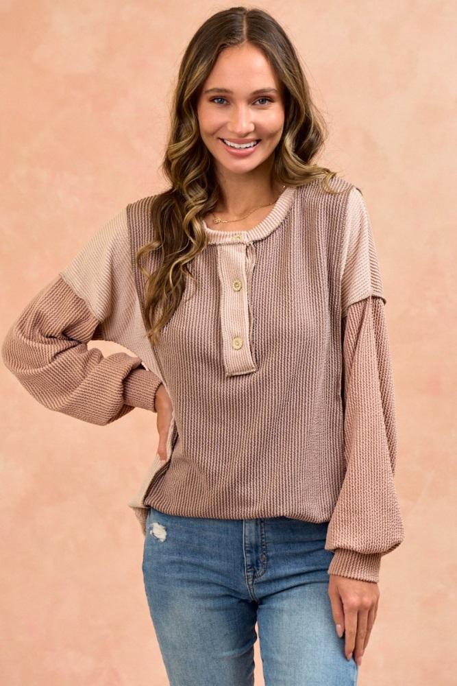 mocha colorblock top