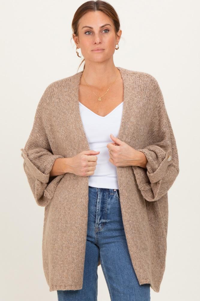 mocha oversized cuffed sleeve cardigan