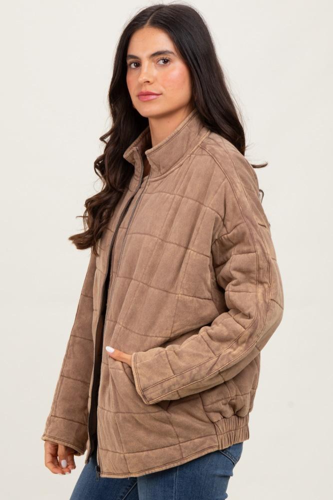 mocha quilted oversized jacket
