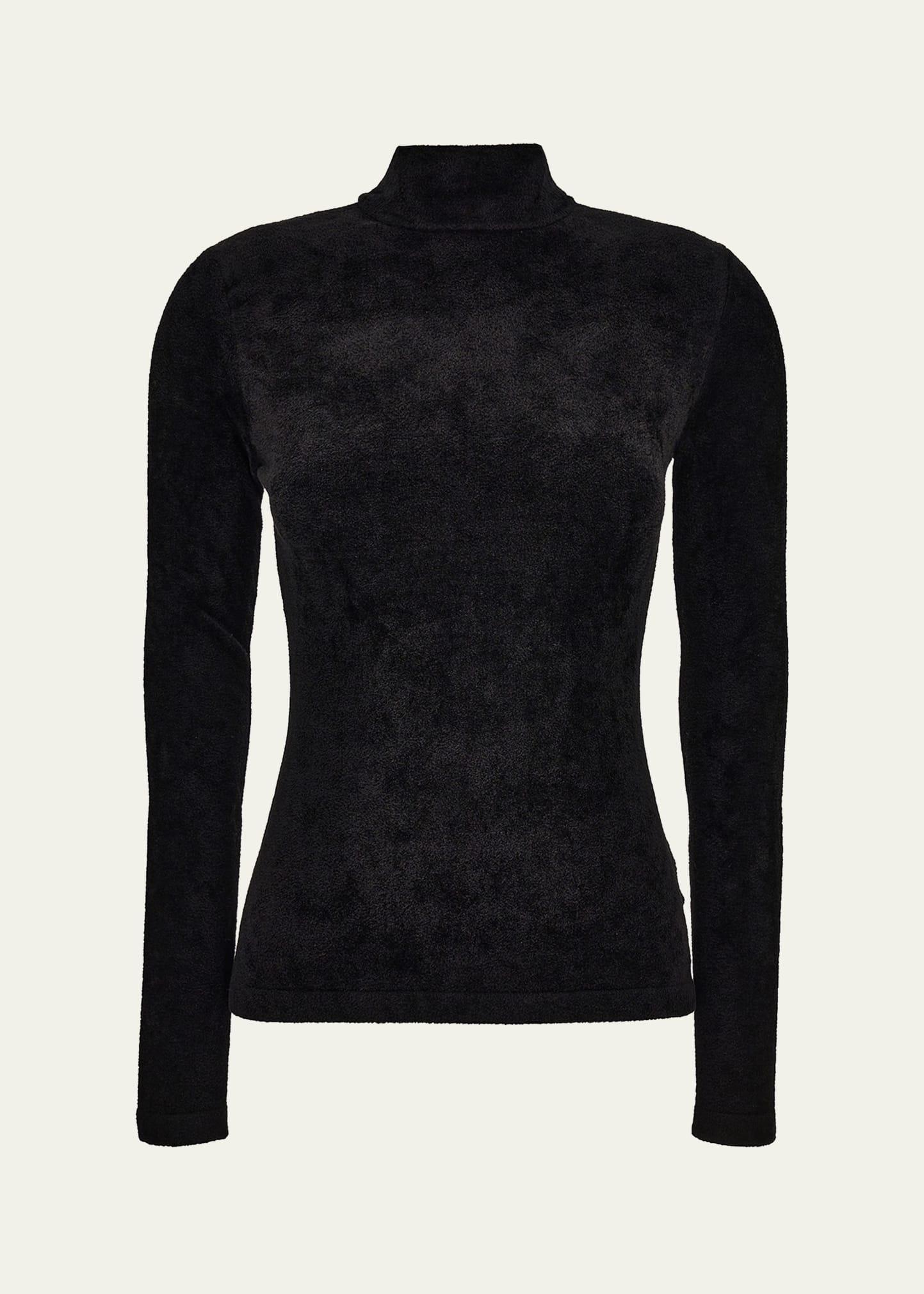 mock-neck chenille sweater