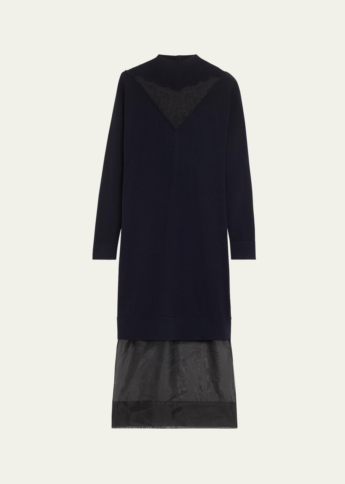 mock-neck combo sweater dress