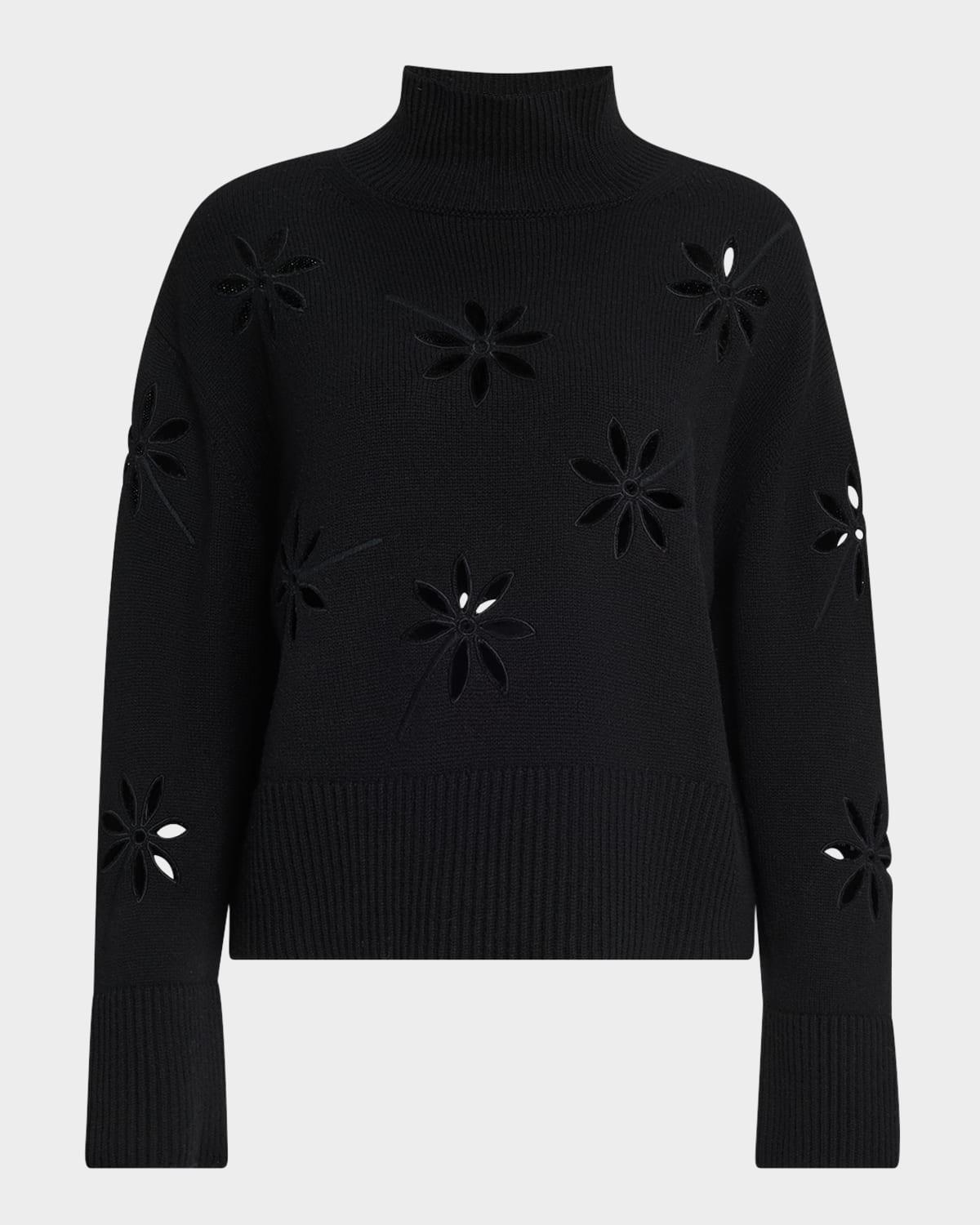 mock-neck cutout wool-cashmere sweater