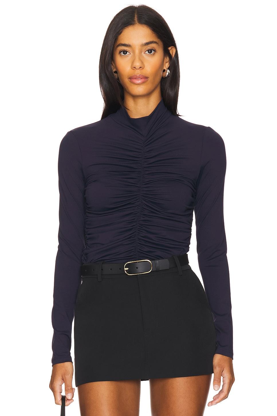 mock neck gathered front top