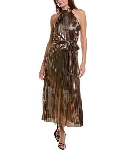 mock neck halter midi bronze