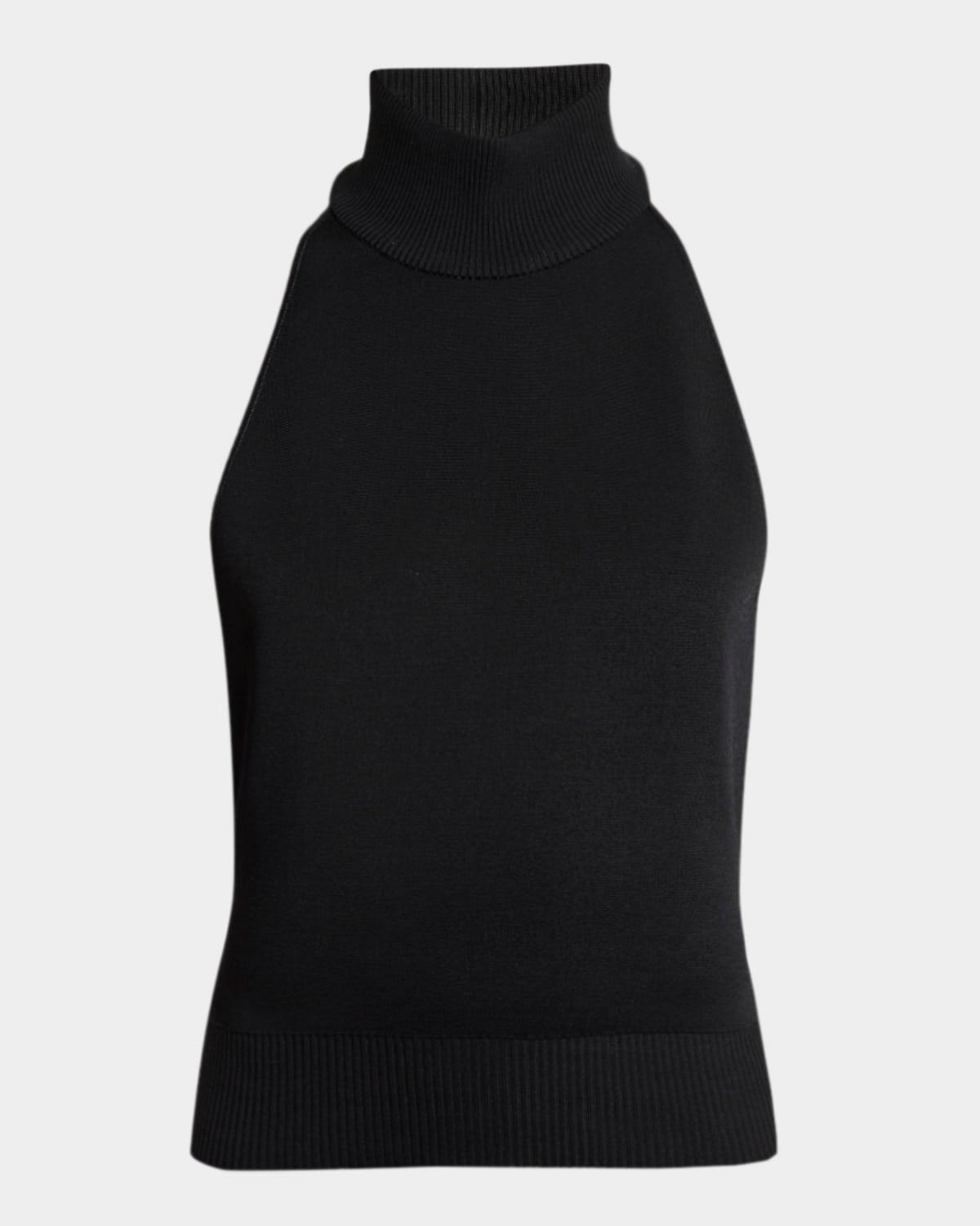 mock-neck knit halter top