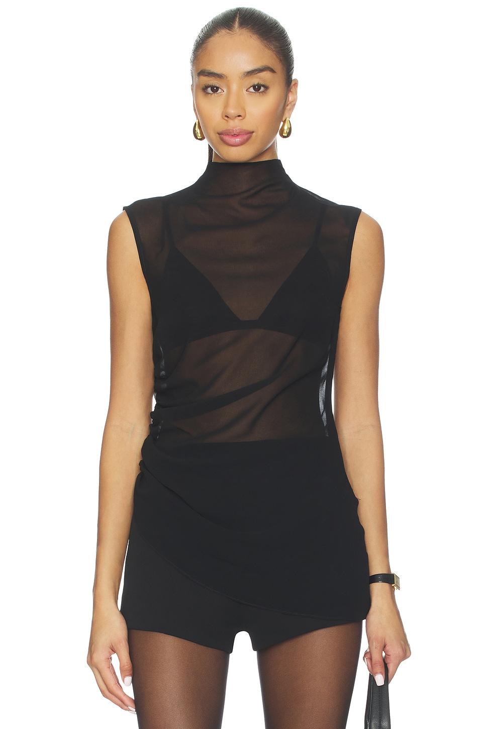 mock neck ruched top