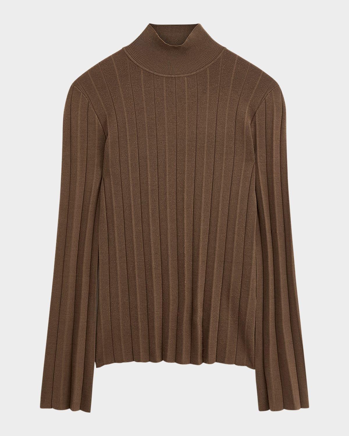 mock-neck silk stretch plisse sweater