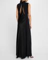 mock-neck sleeveless stretch viscose cady gown