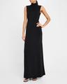mock-neck sleeveless stretch viscose cady gown