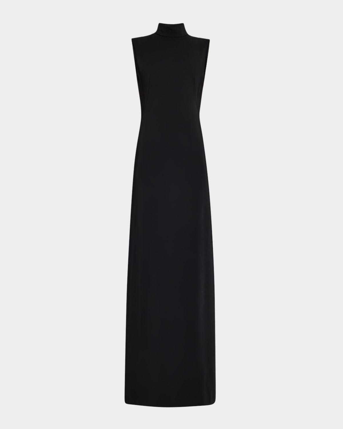 mock-neck sleeveless stretch viscose cady gown