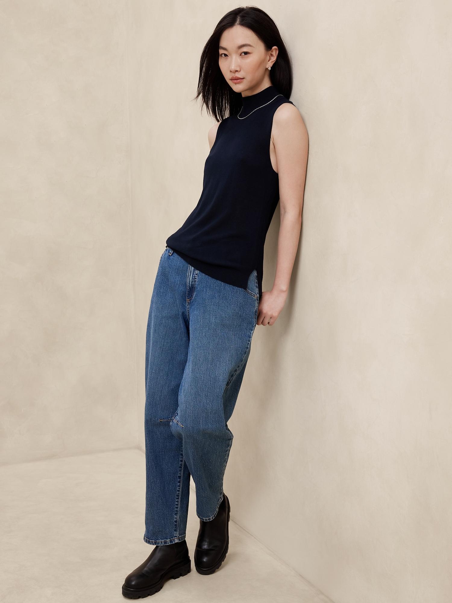 mock-neck sweater tank