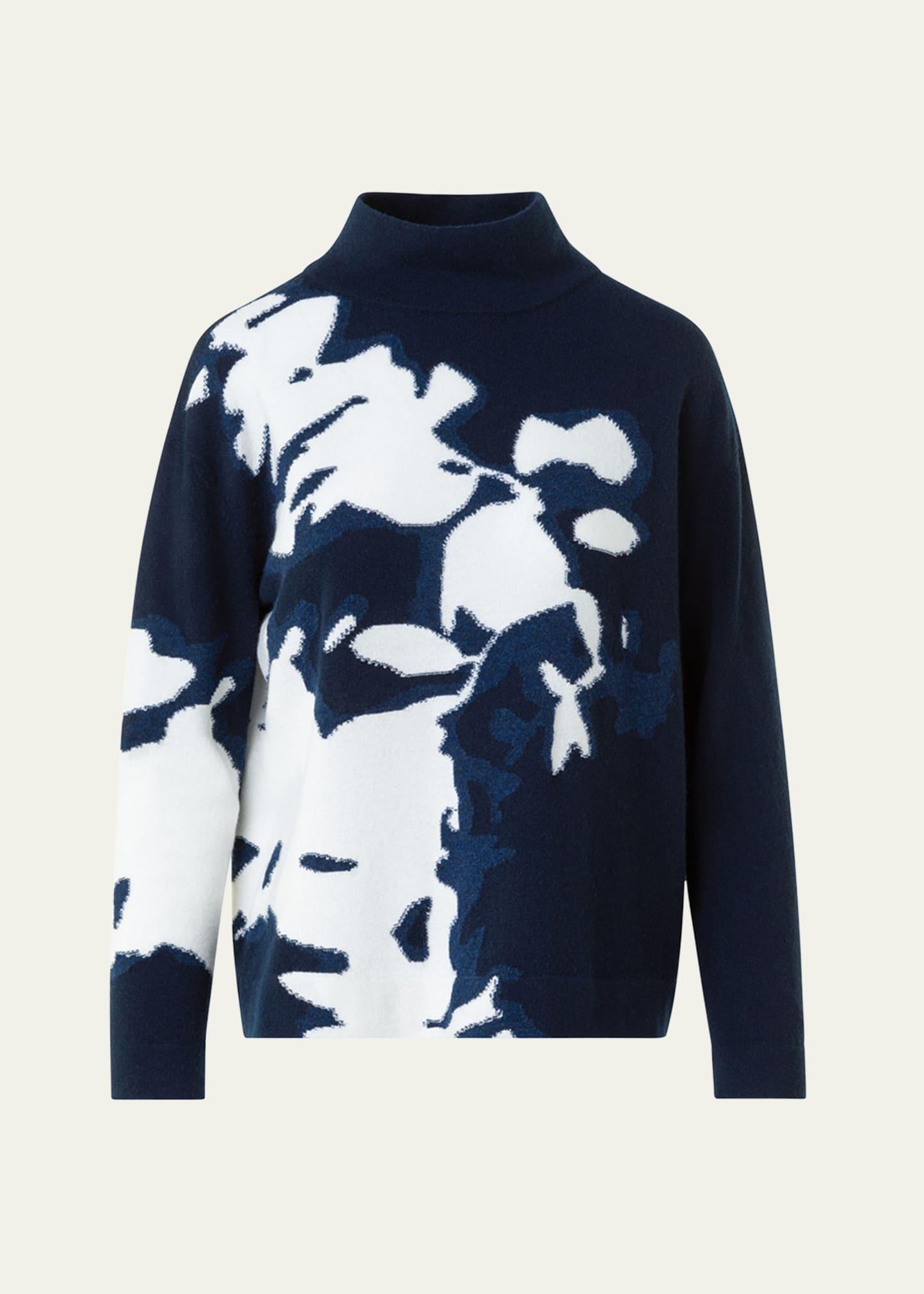 mock-neck wildflower cashmere sweater