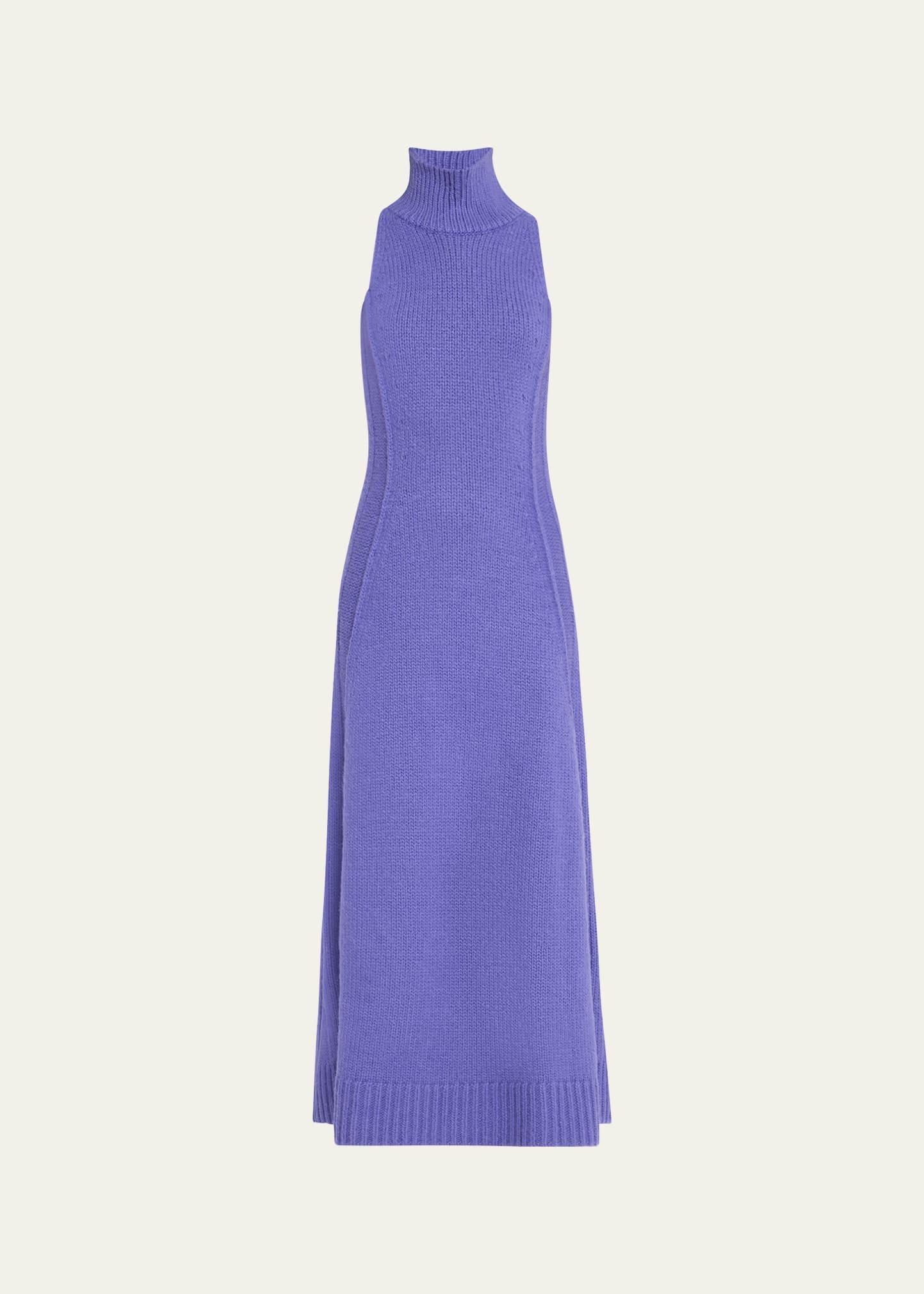 mock-neck wool maxi dress
