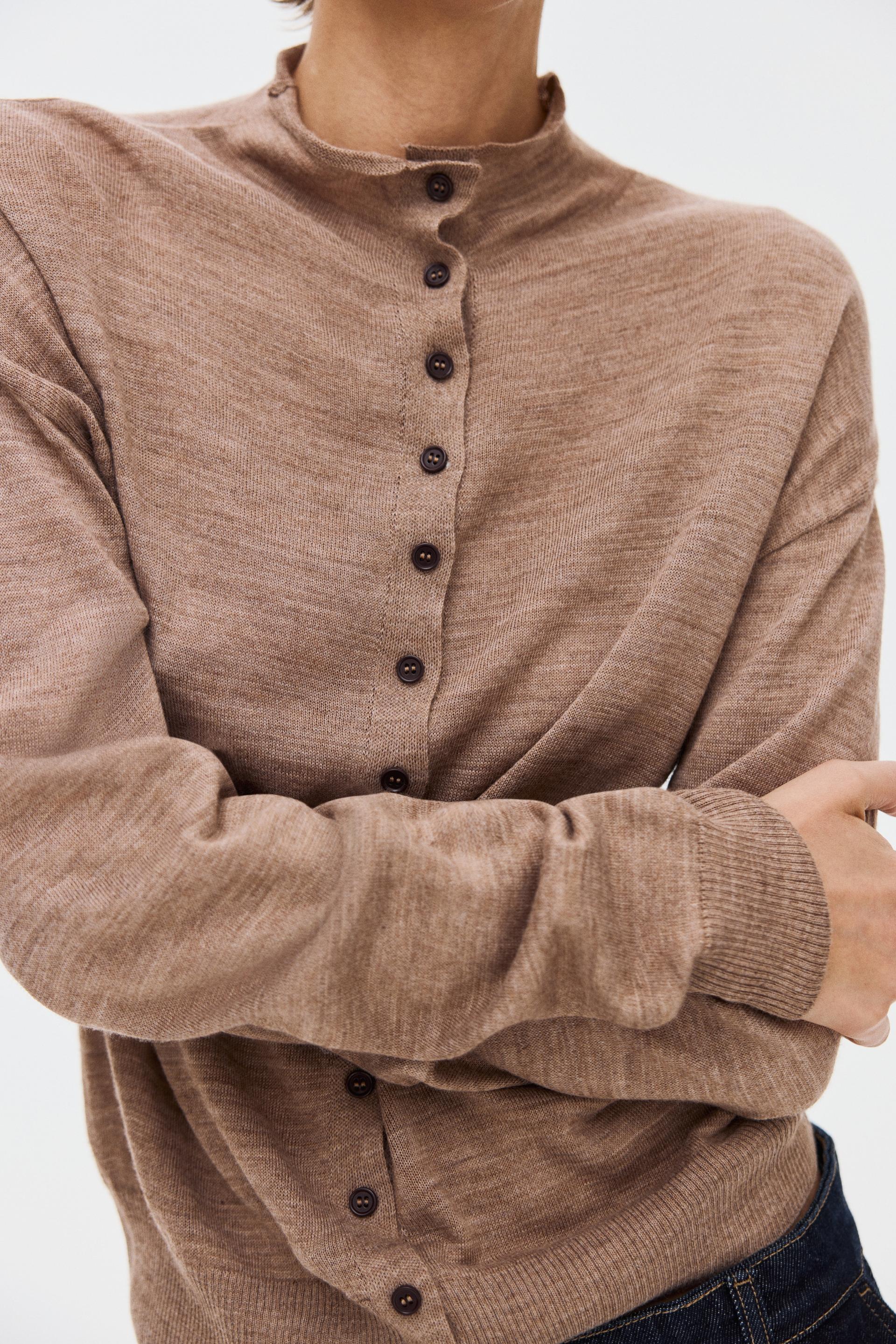 mock turtleneck cardigan