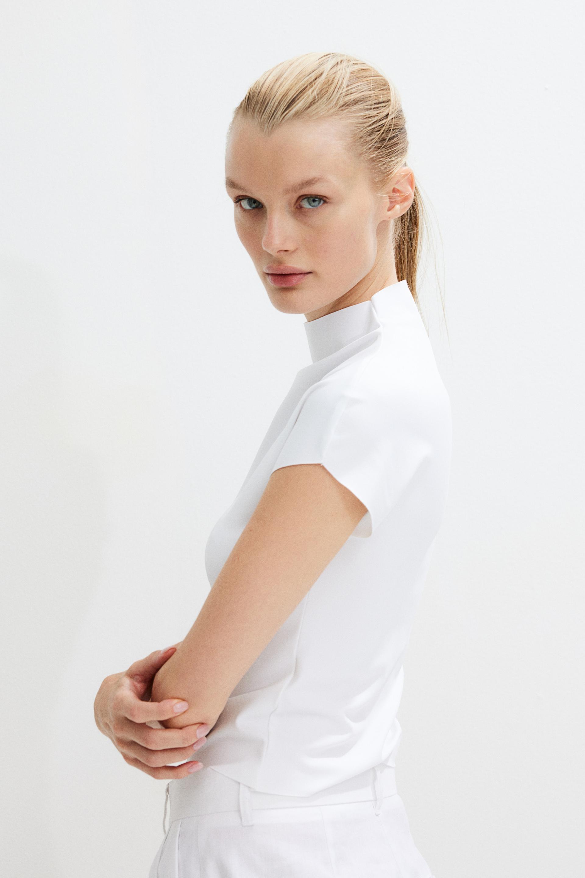 mock turtleneck jersey top