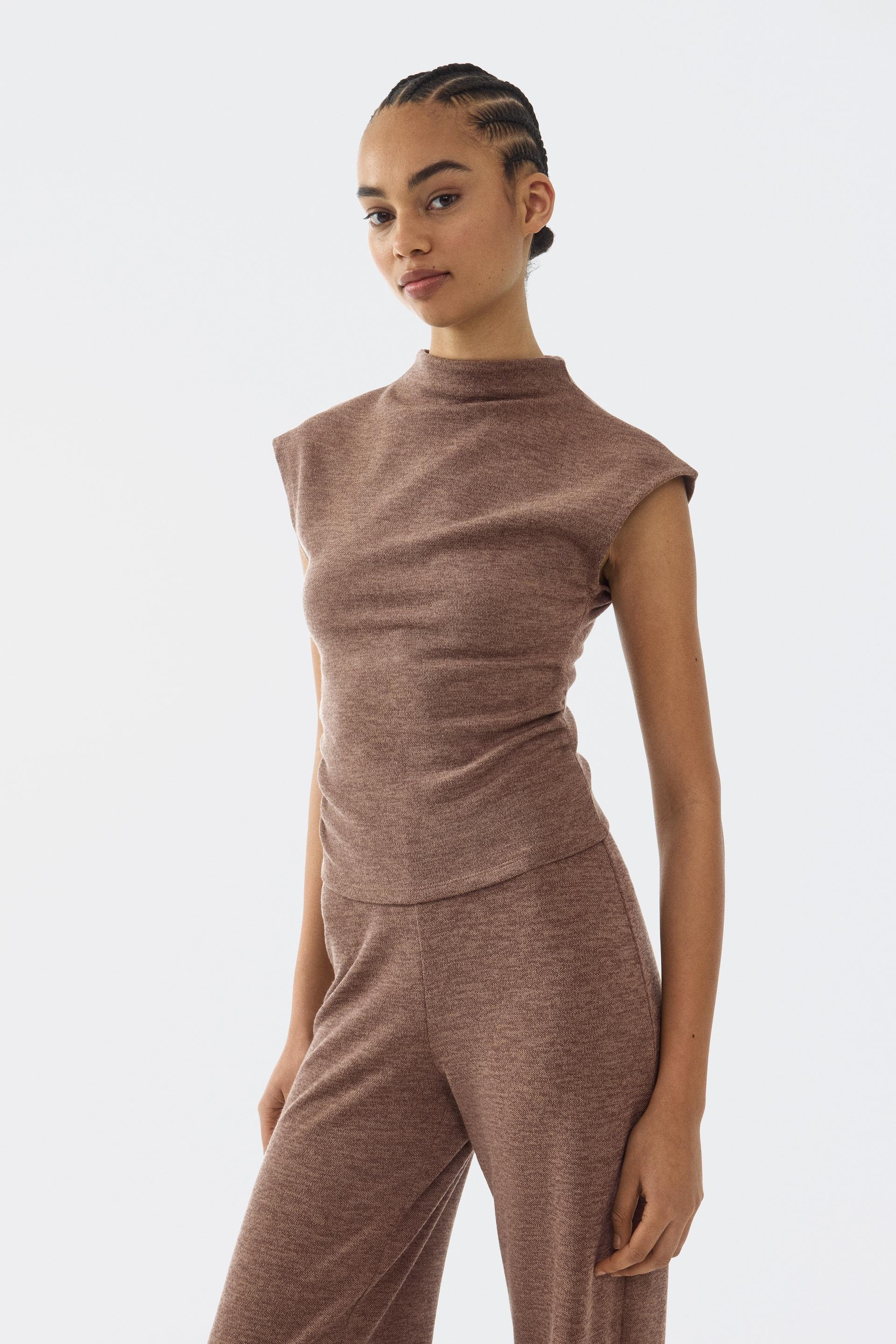 mock turtleneck jersey top