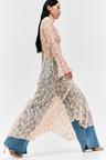mock turtleneck lace maxi dress