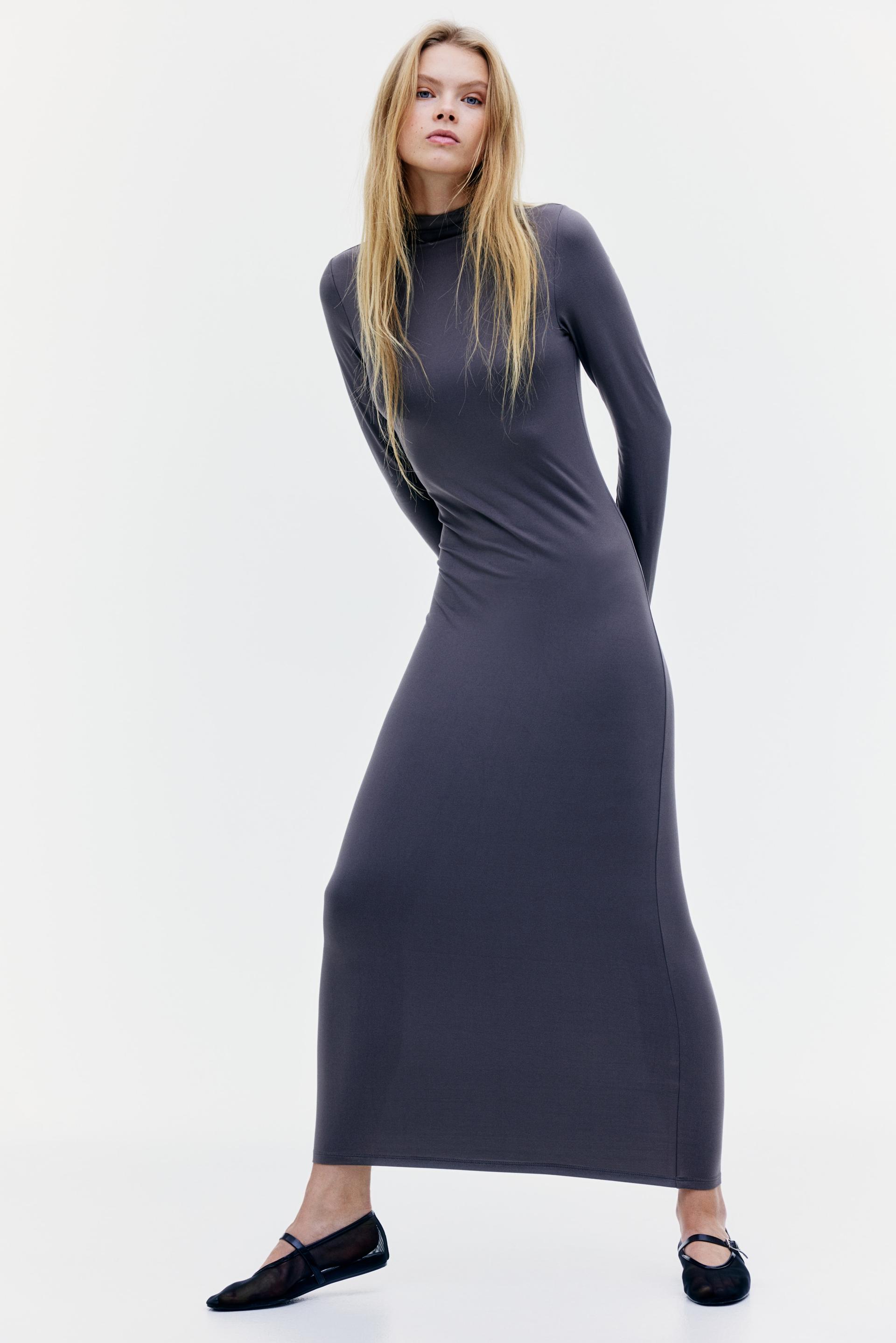 mock turtleneck maxi dress