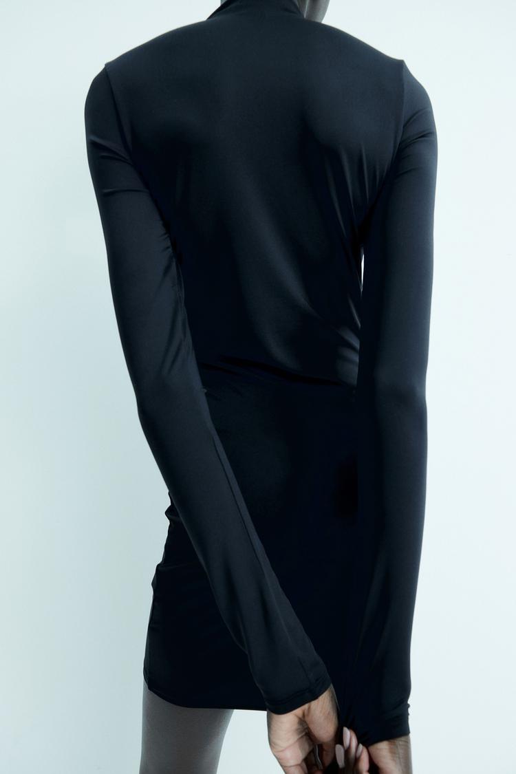 mock turtleneck mini dress