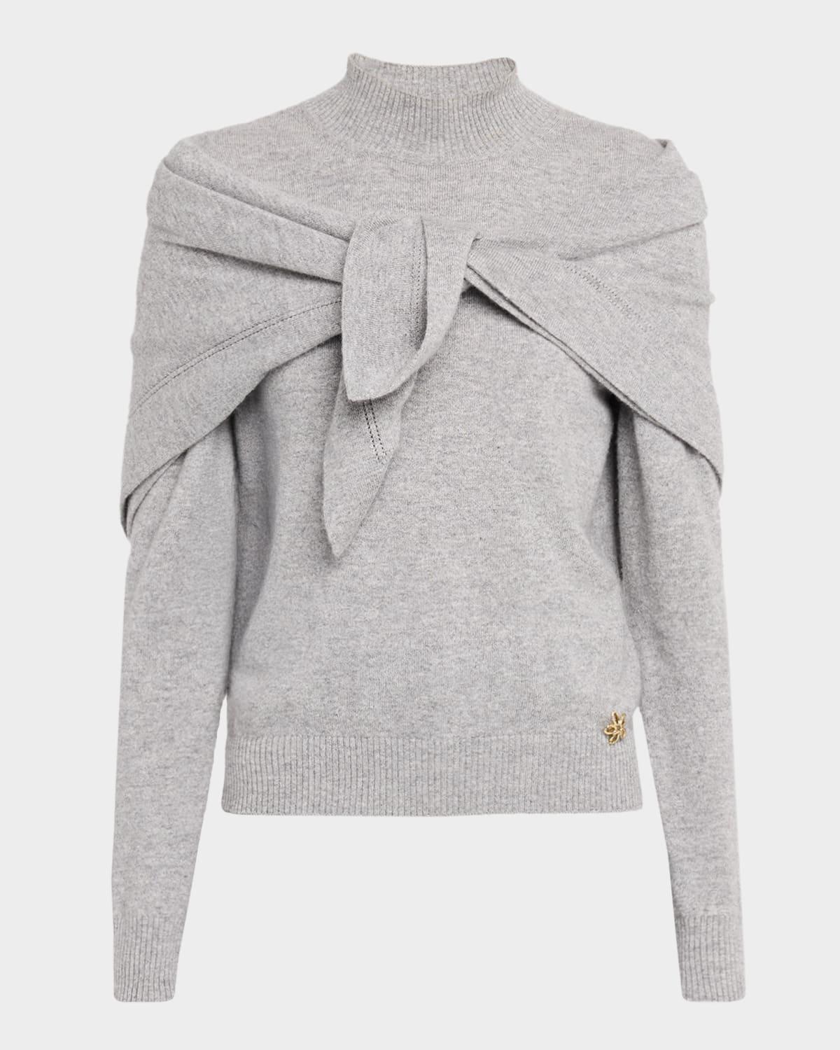 mockneck cashmere knit scarf sweater